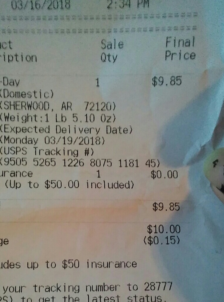 Shipping receipt